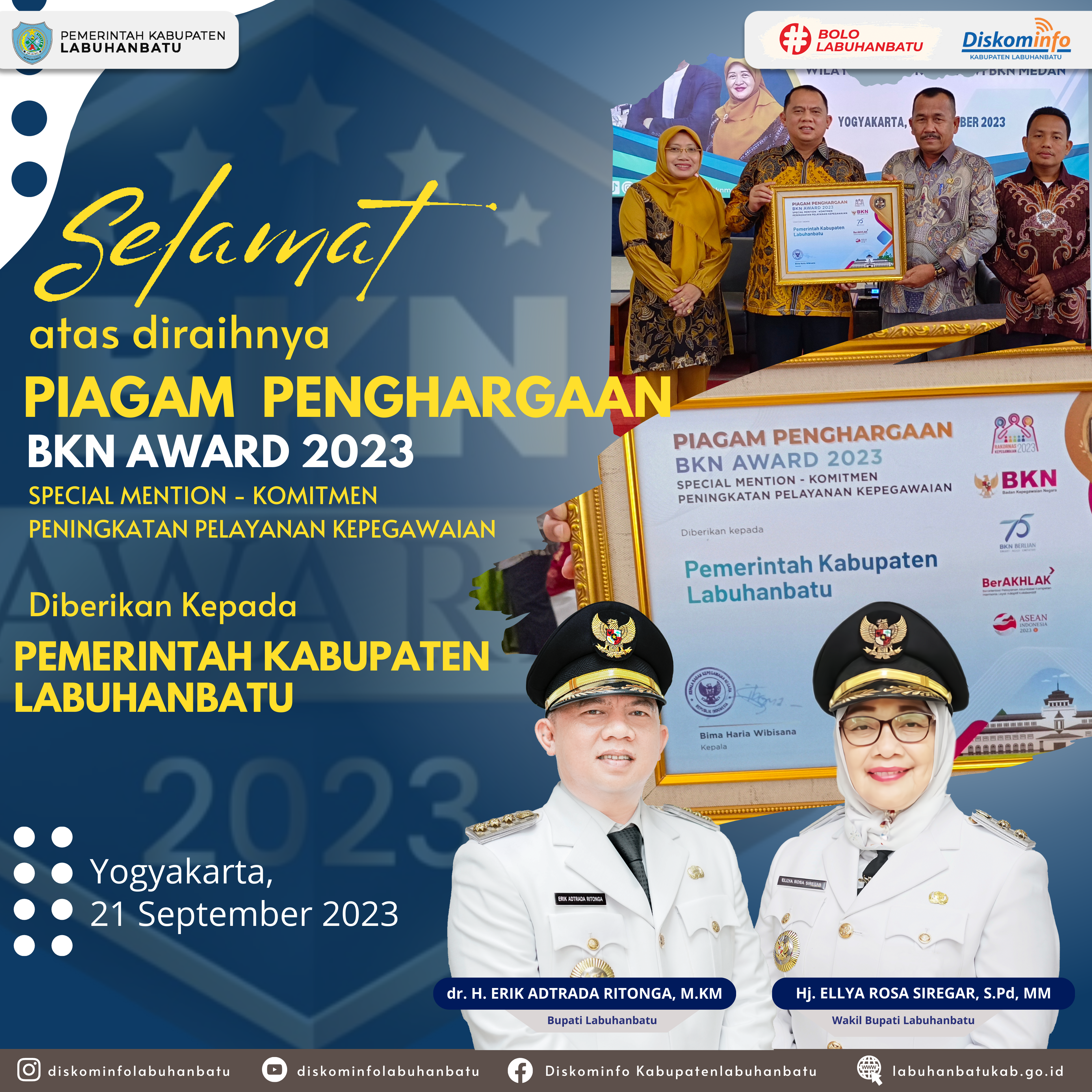 Kabupaten Labuhanbatu Meraih Piagam Penghargaan BKN Award 2023